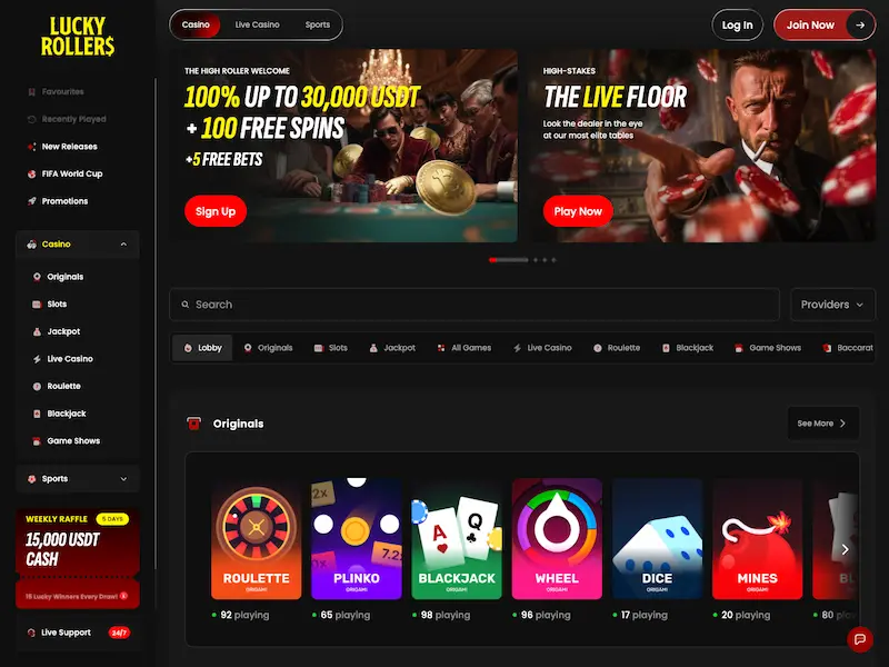 lucky rollers casino homepage